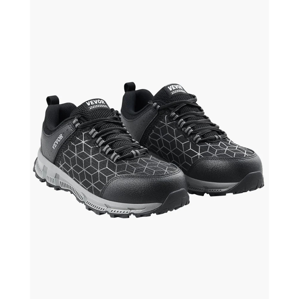 VEVOR Steel Toe Shoes for Men, US Size 10, Men’s Cushion Sport Safety Toe Athletic Work Shoe, Indestructible Safety Sneakers Lightweight,Breathable Industry Construction Work Shoes, Black