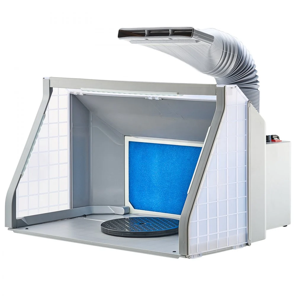 VEVOR Airbrush Spray Booth, Dual-Fans Portable Hobby Airbrush Paint Spray Booth Kit with LED Lights and Exhaust Extension Hose, Airbrush Paint Booth for Painting Models, Arts, Crafts, Cakes