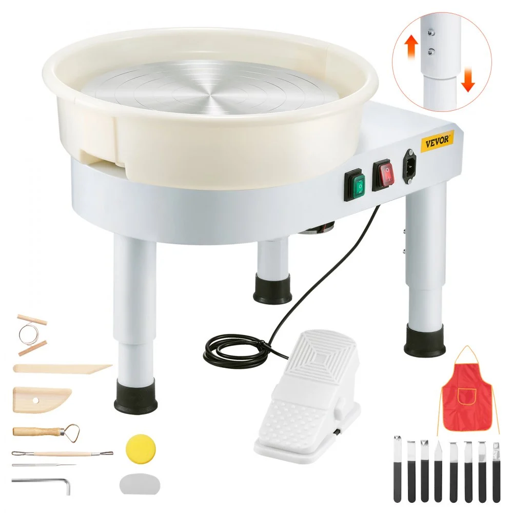 Summer Sale
VEVOR Pottery Wheel, 14 in Ceramic Wheel Forming Machine, 60-300 RPM Speed Adjustable Foot Pedal, Adjustable Lift Leg, Detachable Basin, Complete Tool Accessory Kit for Work Art Craft DIY, White