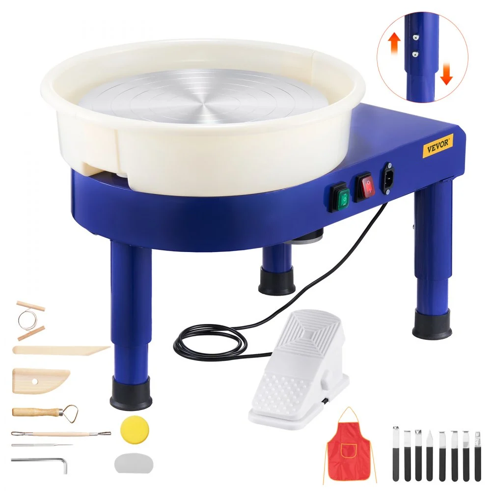 Summer Sale

        
               VEVOR Pottery Wheel, 14 in Ceramic Wheel Forming Machine, 60-300 RPM Speed Adjustable Foot Pedal, Adjustable Lift Leg, Detachable Basin, Complete Tool Accessory Kit for Work Art Craft DIY, Blue