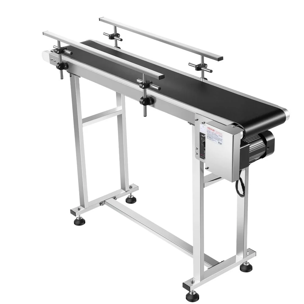 Summer Sale
VEVOR Belt Conveyor, 47 x 7.8 inch Conveyor Table, Heavy Duty Stainless Steel Motorized Belt Conveyor for Inkjet Coding Applications Powered PVC Belt Anti-Static Adjustable Speed (Double Guardrail)