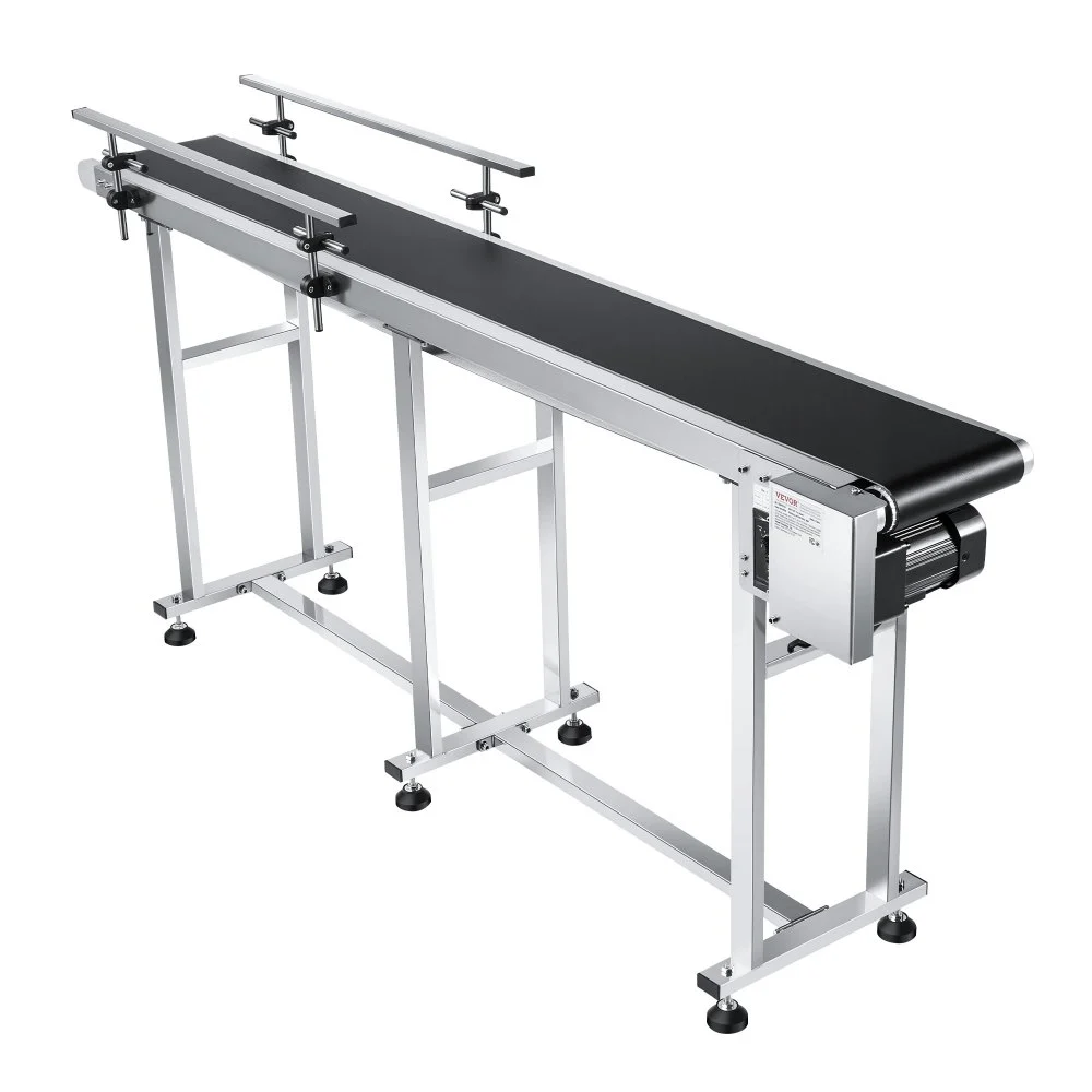 Summer Sale
VEVOR Belt Conveyor, 71 x 7.8 inch Conveyor Table, Heavy Duty Stainless Steel Motorized Belt Conveyor for Inkjet Coding Applications Powered PVC Belt Anti-Static Adjustable Speed (Double Guardrail)