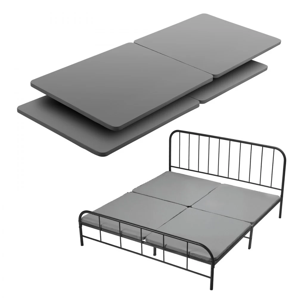 VEVOR King Size Bunkie Board, 1.5 in Bed Board Slats with 200D Oxford Cloth, Wooden Mattress Support for King Size Bed, Easy Assembly Support under Mattress, 4 Piece, Gray