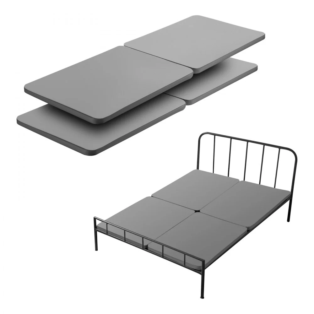 VEVOR Queen Size Bunkie Board, 1.5 in Bed Board Slats with 200D Oxford Cloth, Wooden Mattress Support for Queen Size Bed, Easy Assembly Support under Mattress, 4 Piece, Gray