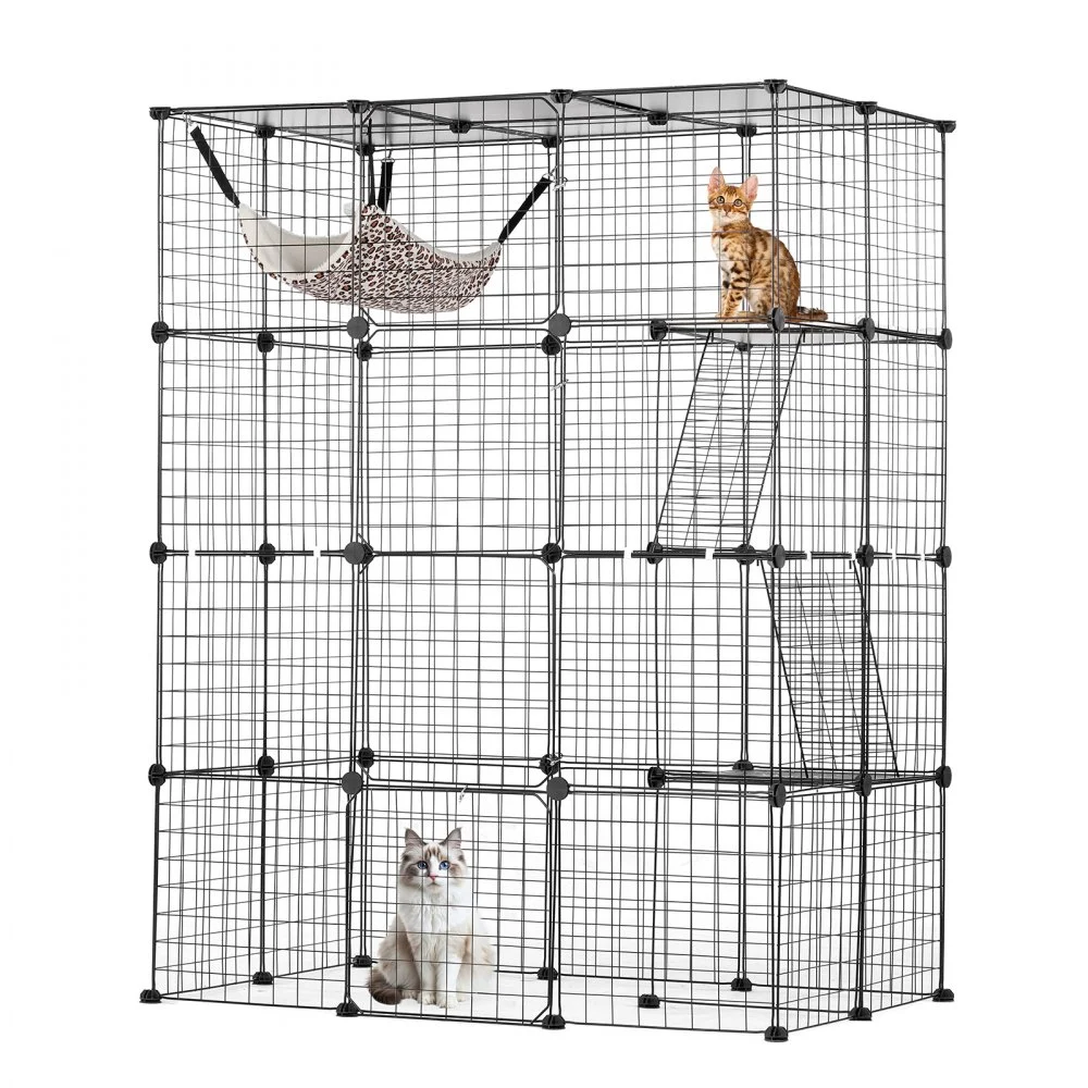 Clearance
VEVOR Large 4-tier Cat Cage, 41 x 28 x 55", Detachable Metal Wire Cat Enclosure, with 4 Front Doors Hammock Ramp ladders, Indoor & Outdoor Crate Exercise Place Ideal for Kitty, Small Animals, Black