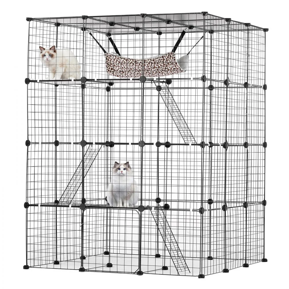 Clearance
VEVOR Large 4-tier Cat Cage, 41 x 41 x 55", Detachable Metal Wire Cat Enclosure, with 4 Front Doors Hammock Ramp ladders, Indoor & Outdoor Crate Exercise Place Ideal for Kitty, Small Animals, Black