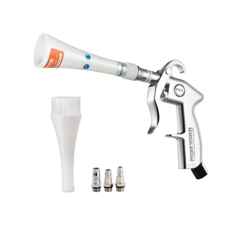 VEVOR Car Cleaning Gun, 6-9.2 Bar High-Pressure Air Blow Gun with 2 Set Nozzles, 360° Rotating Nozzle for Thorough Cleaning, Quickly Blasts Dirt and Dust from Surface, Work with 1/4 NPT Air Compressor