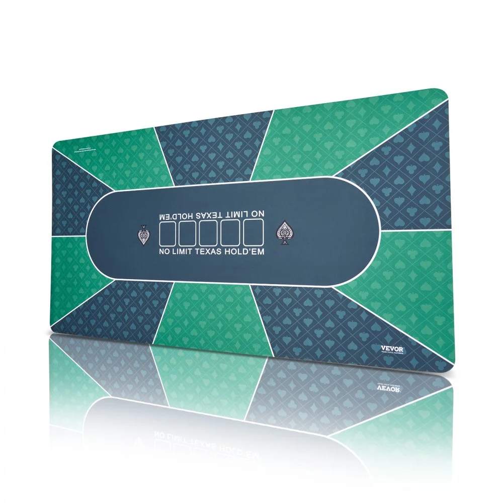 VEVOR Poker Table Top, 70 x 35 Inch Poker Mat for Table, 6-8 Players Foldable Poker Table Top with Carrying Bag, Folding Poker Table Topper for Poker Games, Poker Room, Rectangle, Green