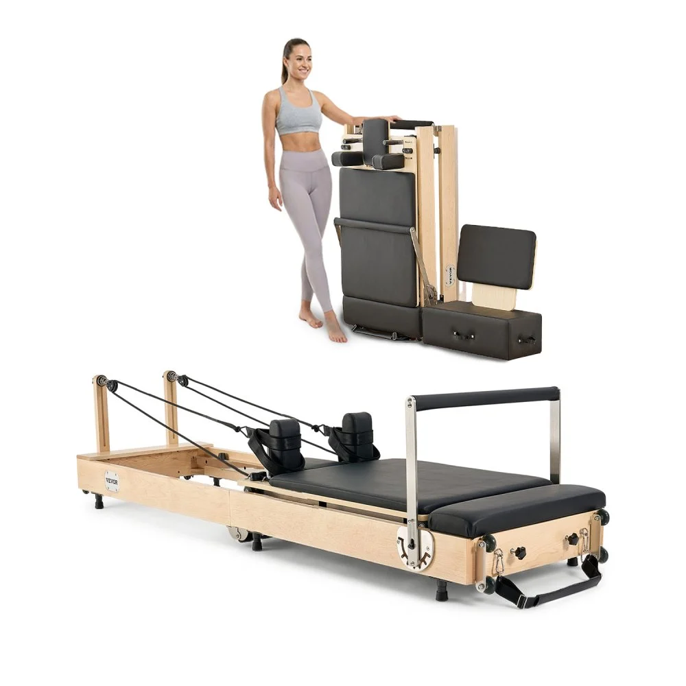 Summer Sale
VEVOR Foldable Pilates Reformer, Wooden Pilates Workout Machine for Home Gym Studio Use, Pilates Bed with Dual Resistance- Spring & Cord, Reformer Set with Sitting Box, Up to 400 LBS