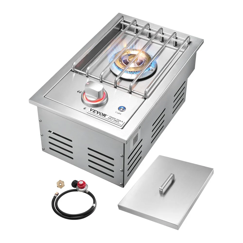 Summer Sale

        
               VEVOR Single Grilling Side Burner, 17,000BTU Liquid Propane Side Burner for Outdoor Kitchen, Convertible to Natural Gas, 304 Stainless Steel Built-in Single Grill Burners with LED for BBQ Grill Island