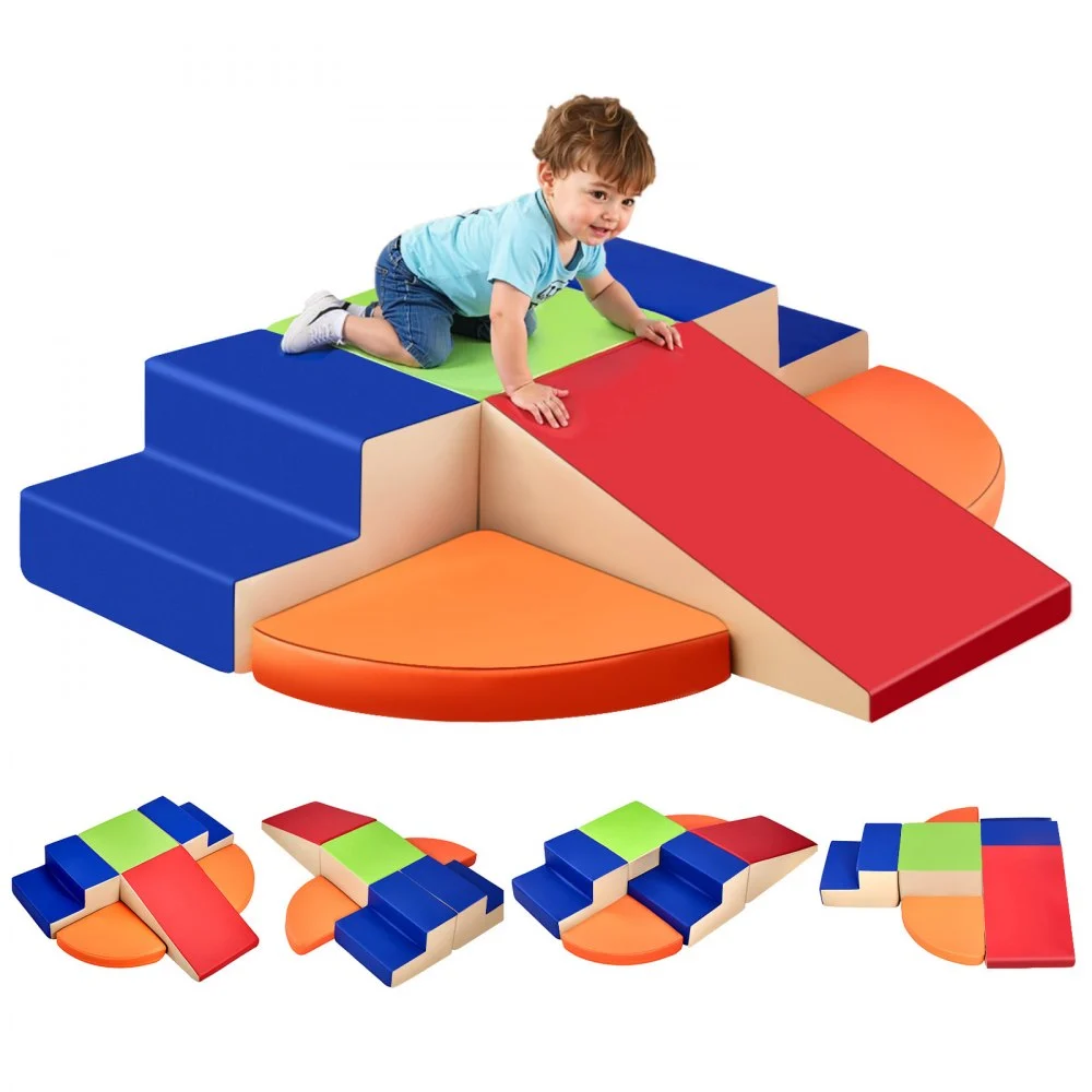 VEVOR Climbing Toys, 6-Piece Set, Foam Climbing Toys for Toddlers 6 Months to 3 Years Old, PU Leather Climbing Blocks, Indoor Climb and Crawl Activity Playset for Crawling & Sliding, Easy to Clean