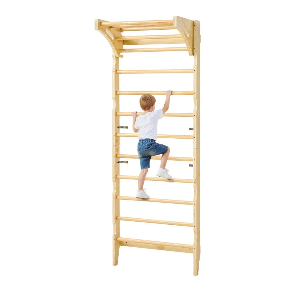Clearance
        
               VEVOR Swedish Ladder Wall Gym, 2-in-1 10-Level Indoor Jungle Gym, 220LBS Loading Solid Wood Gymnastic Stall Bars for Kids & Adults, Indoor Playground Climbing Playset with Pull-Up Bar, Wall Ladder