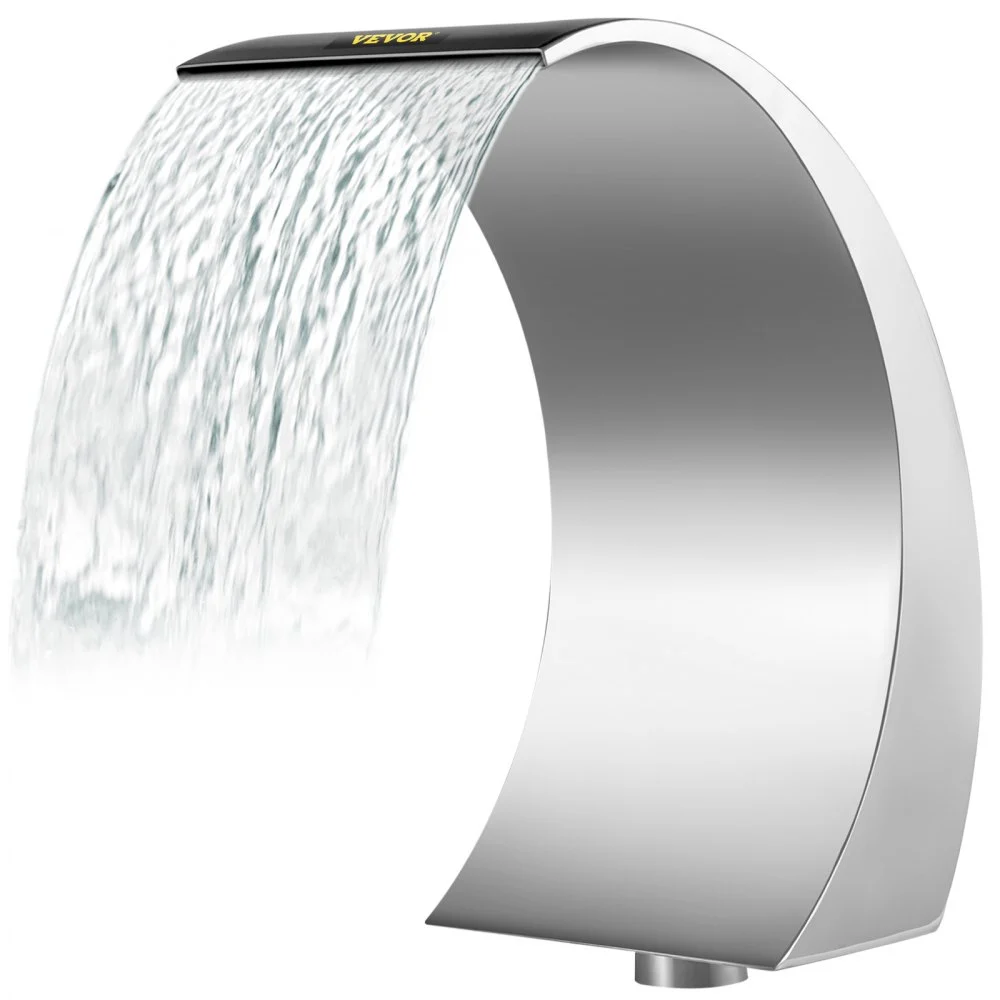 VEVOR Stainless Steel Pool Fountain 17.7 x 11.8 x 23.6 inches Pool Fountain Silver Pool Fountains for In Ground Pools Garden Outdoor Waterfalls Sheer Descent Pond Water Feature