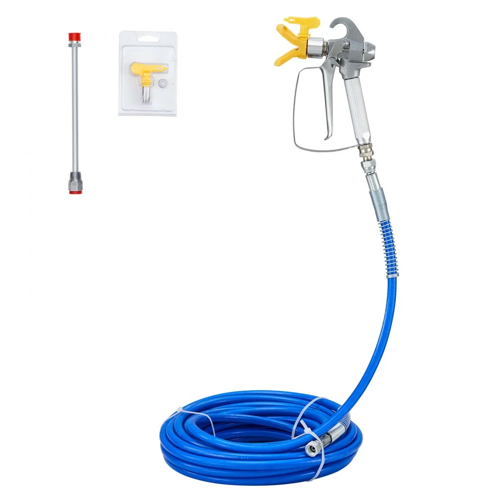 VEVOR Airless Paint Spray Hose Kit, 50ft 3600 psi High Pressure Fiber Tube with 8 inch Extension Rod Pole, Including 517 Tip and Tip Guard, 1/4" Swivel Joint for Homes Buildings Decks or Fences