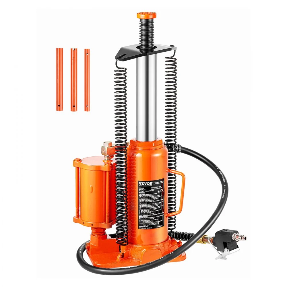 VEVOR Air Hydraulic Bottle Jack, 12 Ton/26455 lbs Pneumatic Hydraulic Bottle Jack with 10.43''-19.88'' Lifting Range & Manual Hand Pump, for Pickup, Truck, RV, Auto Repair, Industrial Engineering