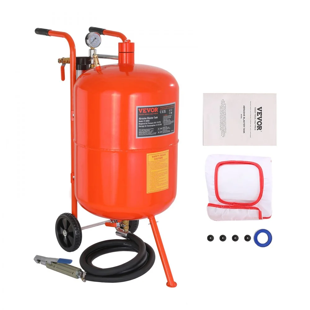 Summer Sale
VEVOR 20 Gallon Sand Blaster, 60-110 PSI High Pressure Sandblaster, Portable Abrasive Blasting Tank, Air Sand Blasting Kit with 4 Ceramic Nozzles and Oil-Water Separator for Paint, Stain, Rust Removal