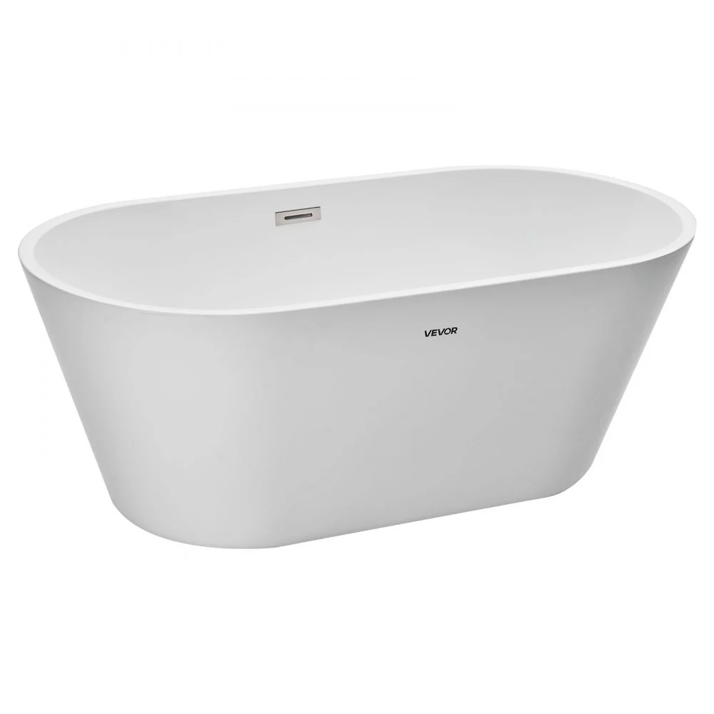 Summer Sale

        
               VEVOR Acrylic Freestanding Bathtub, 59 Inch Contemporary Soaking White Tub with Brushed Nickel Overflow and Drain, Elegant Oval Shape Stand Alone Soaker Tub for Modern Bathroom or Remodel Projects