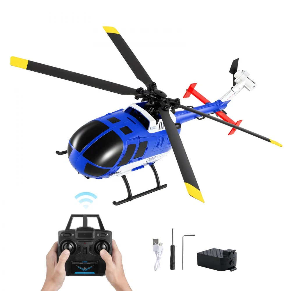 VEVOR RC Helicopter, 2.4GHz 4-Propeller Remote Control Helicopter with 6-Axis Gyro, 4-Channel RC Airplane for Beginner, LED Light & One-Key Takeoff/Landing, Plane Toys for Kids Ages 8 and up