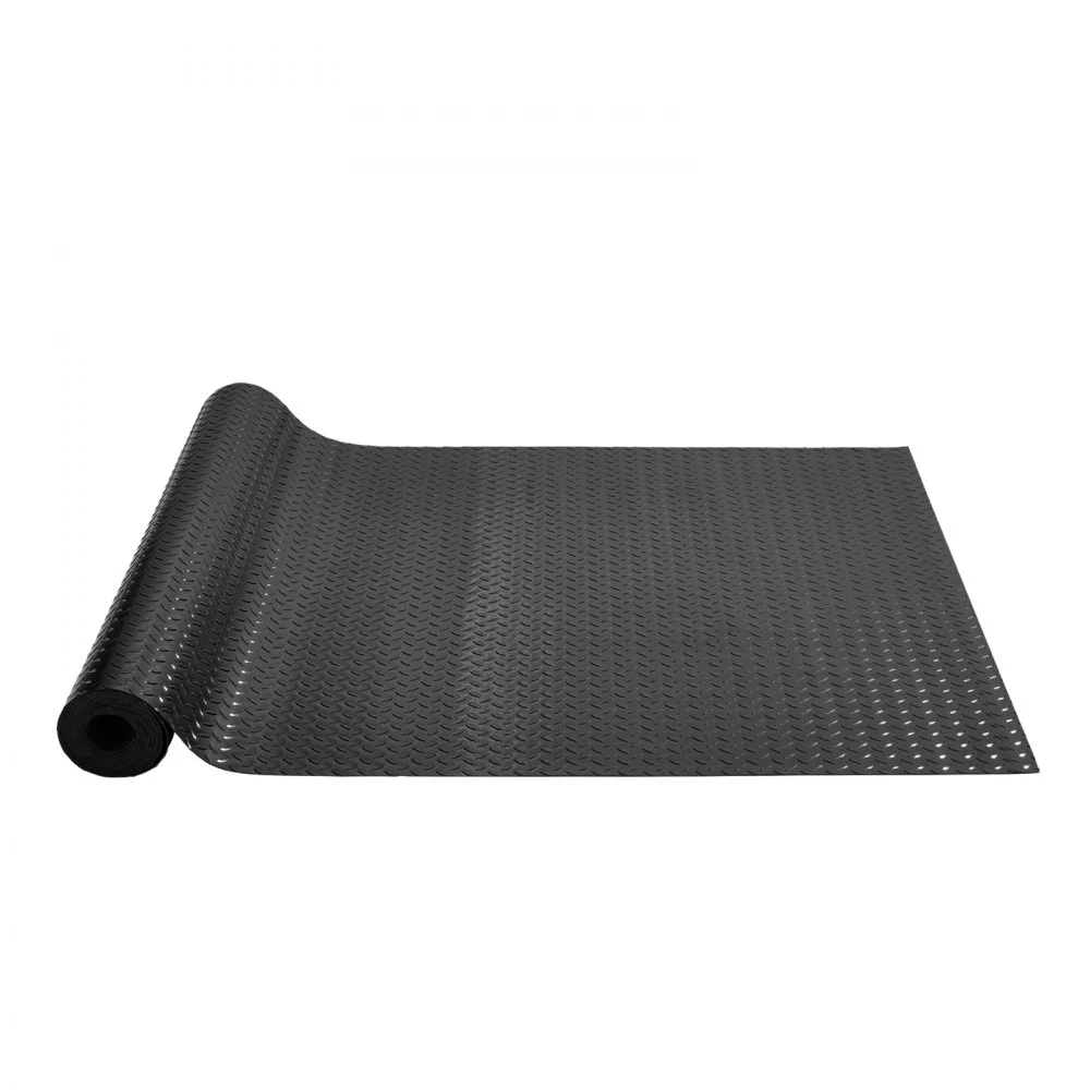 VEVOR Garage Floor Mat, 204.72 x 43.31 inch PVC Garage Flooring Roll, Non-slip Diamond Texture, 123.14 sq.ft Covering Space, Garage Mats for Under Cars, for Gyms Boats Car Trailer, Black