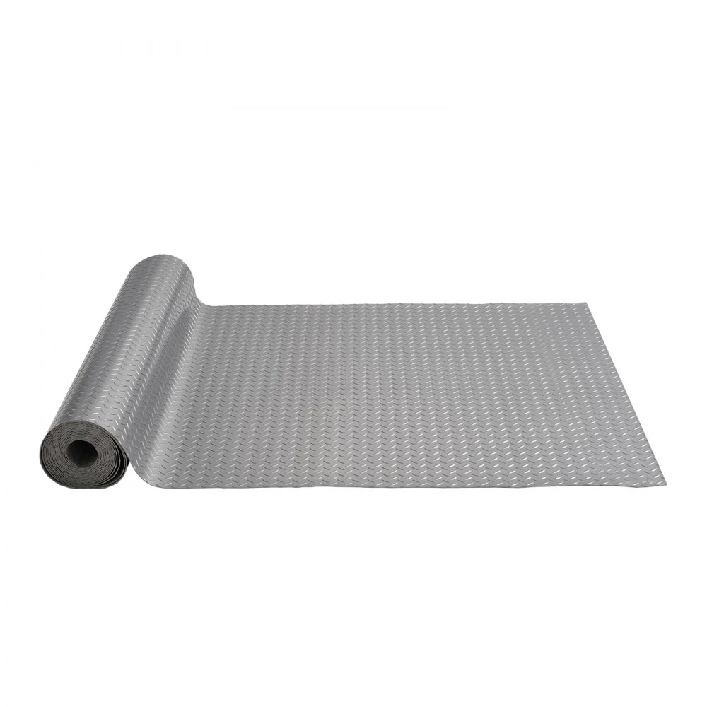 VEVOR Garage Floor Mat, 157.48 x 59.05 inch PVC Garage Flooring Roll, Non-slip Diamond Texture, 64.58 sq.ft Covering Space, Garage Mats for Under Cars, for Gyms Boats Car Trailer, Silver