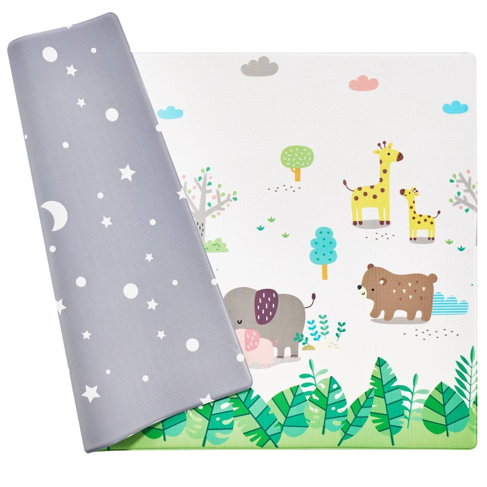 VEVOR Baby Play Mat, 55""x82"" Baby Crawling Mat, Non-Slip One-Piece Soft Cushioned Baby Playmatt, Rollable Reversible Floor Mat, Waterproof Activity Mat, for Babies Toddlers Infants, Play & Tummy Time