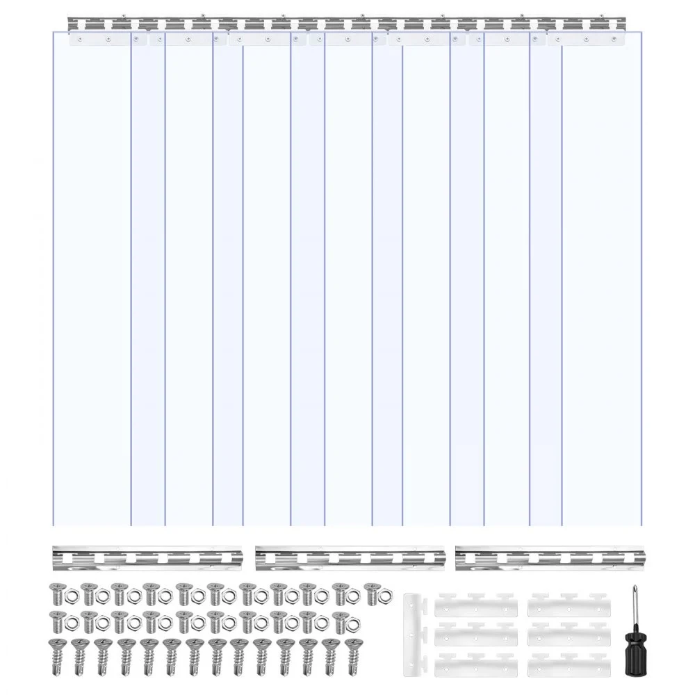 VEVOR Clear PVC Strip Curtain, 84 in Height x 42 in Width x 0.08 in Thickness, 7 PCS Walk in Freezer Cooler Curtain Strips, Smooth Waterproof Plastic Door Strips for Warehouse, Freezer, Garage Doors