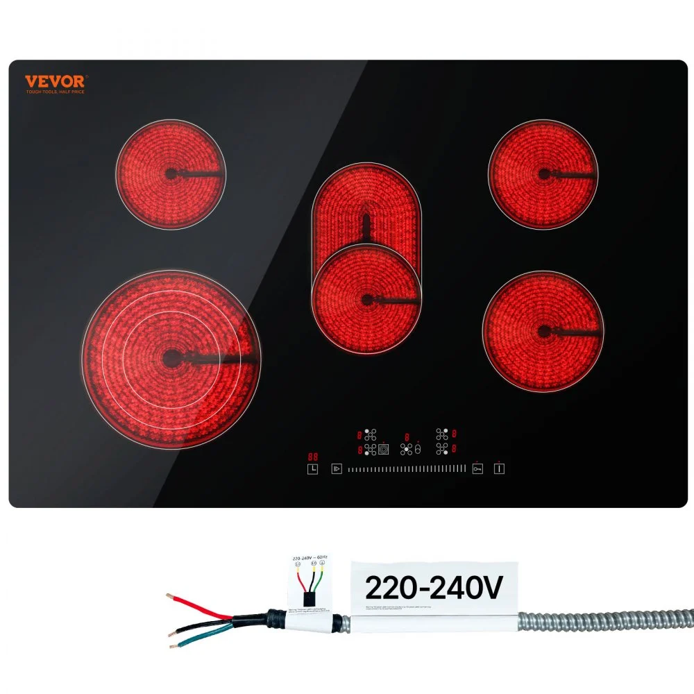 Summer Sale
VEVOR Built in Electric Stove Top, 30.3 x 20.5 inch 5 Burners, 240V Glass Radiant Cooktop with Sensor Touch Control, Timer & Child Lock Included, 9 Power Levels for Simmer Steam Slow Cook Fry