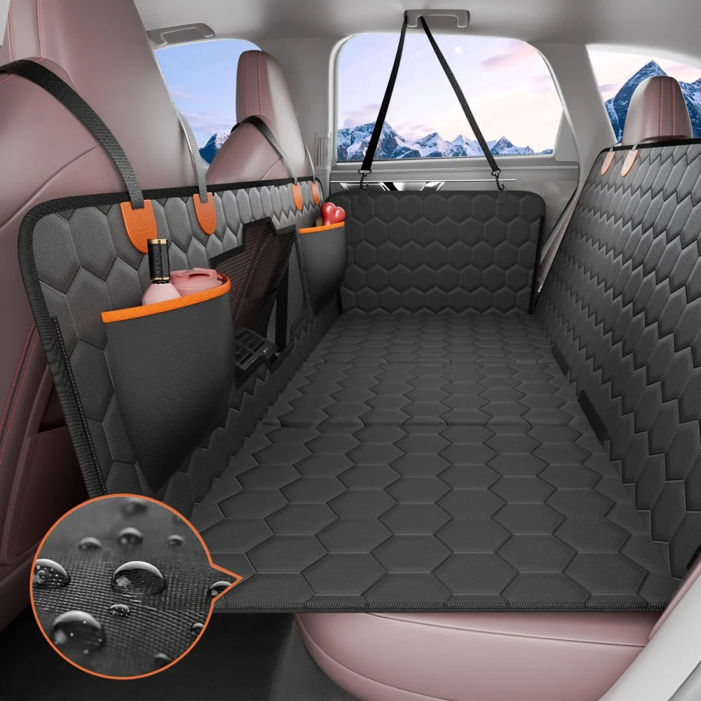 VEVOR Back Seat Extender, Dog Car Seat Cover for Back Seat Bed with Mesh Window and Storage Pocket, Supports 350lbs Dog Hammock for Car Dog Car Bed 54"x25.6" for Car, SUV, Truck