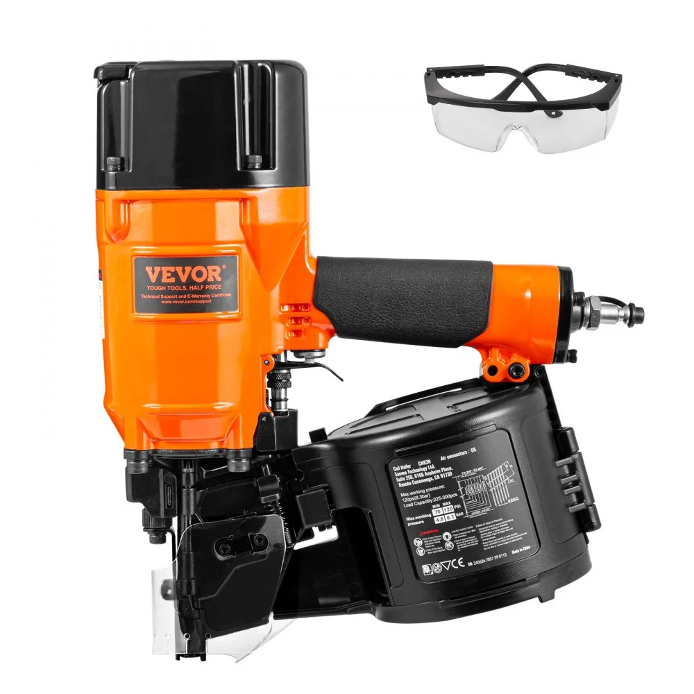 Summer Sale
VEVOR Coil Siding/Framing Nailer CN83N, 2" to 3-1/4" 15 Degree Pneumatic Siding Nail Gun with Tool-Less Depth Adjustment, 70-120PSI Air Coil Nailer for Siding Sheathing Wooding Fencing Decking