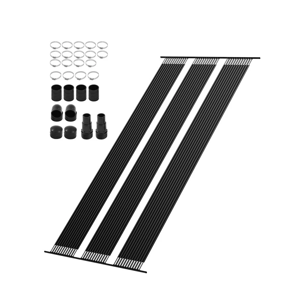 VEVOR Solar Pool Heater, 4 x 24 ft HDPE Pool Heating System - Durable & Weather-Proof, with Complete Accessories, Universal Solar Pool Panel–Raises Water Temperature, for Aboveground & Inground Pool