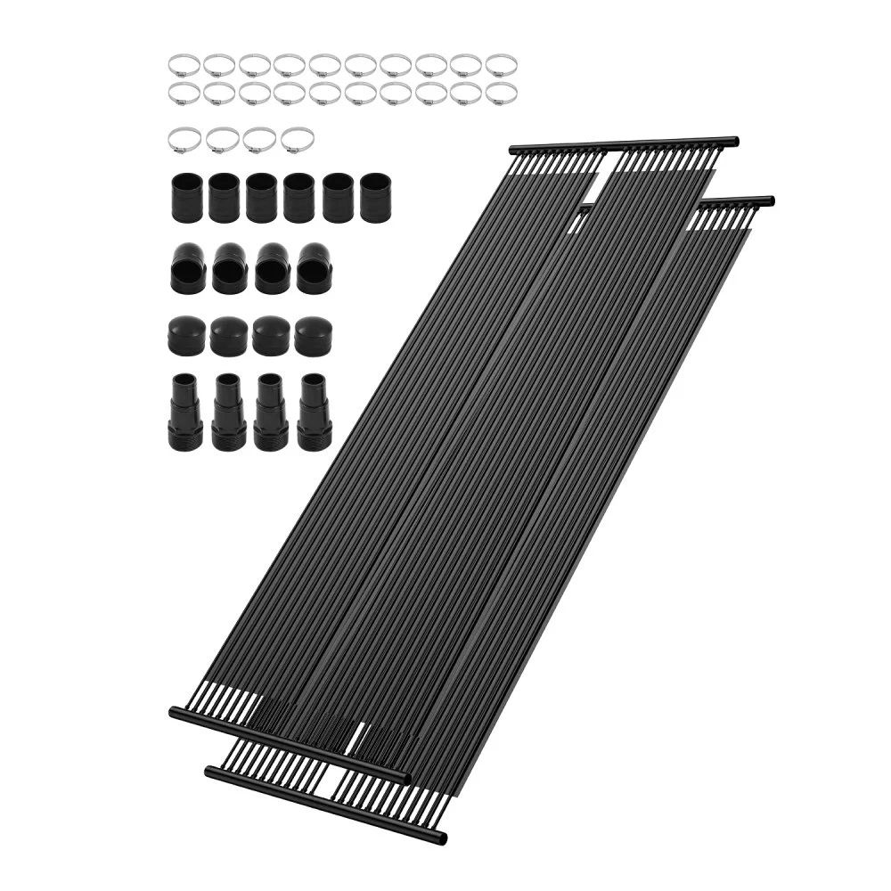 VEVOR Solar Pool Heater, 2.75 x 20 ft HDPE Solar Pool Panel( 2 Pcs) - Durable & Weather-Proof, with Complete Accessories, Universal Solar Pool Panel–Raises Water Temperature, Aboveground & Inground Pool