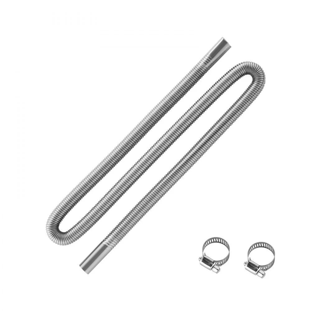 VEVOR Exhaust Hose, 58.7 inch Stainless Steel Exhausts Hose, Diesel Heater Flexible Exhaust Pipe with 2 Hose Clamps, Exhausts Hoses Kit Diesel Heater Accessories for 2KW 5KW 8KW Diesels Heaters