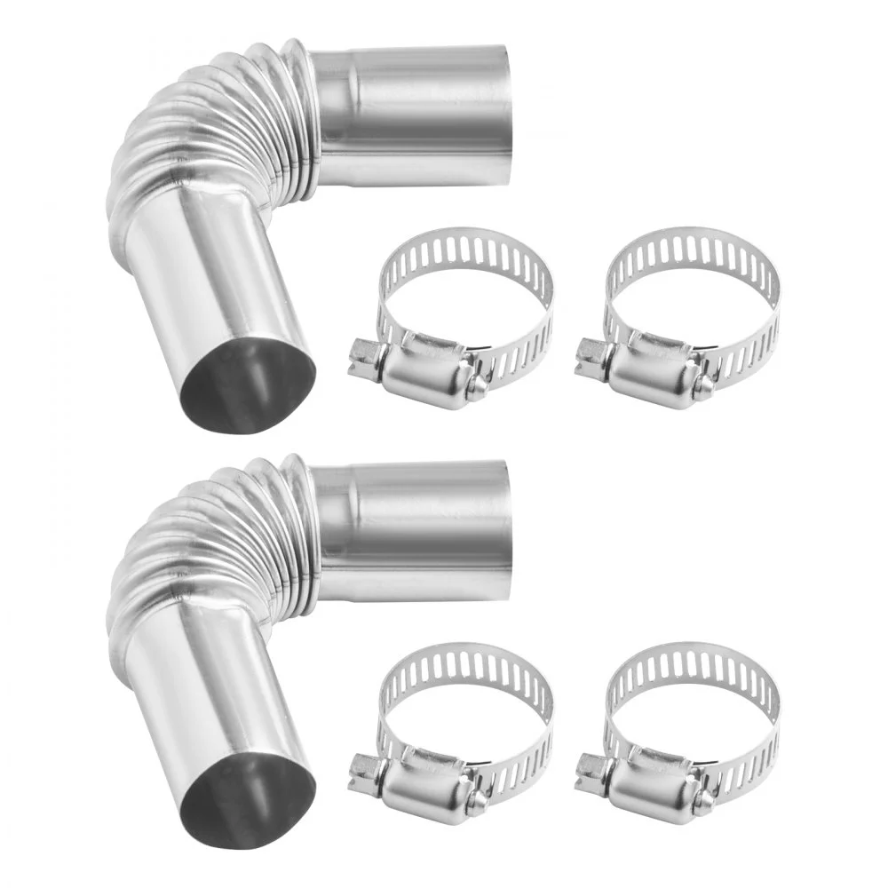 VEVOR Exhaust Pipe Tube Elbow Connector, 0.98 inch Diesel Heater Exhaust Elbow, Stainless Steel Windproof Cap Gas Water Heater 4 Clamps for 2KW 5KW 8KW Diesel Heater, Diesel Heaters Exhausts Elbows