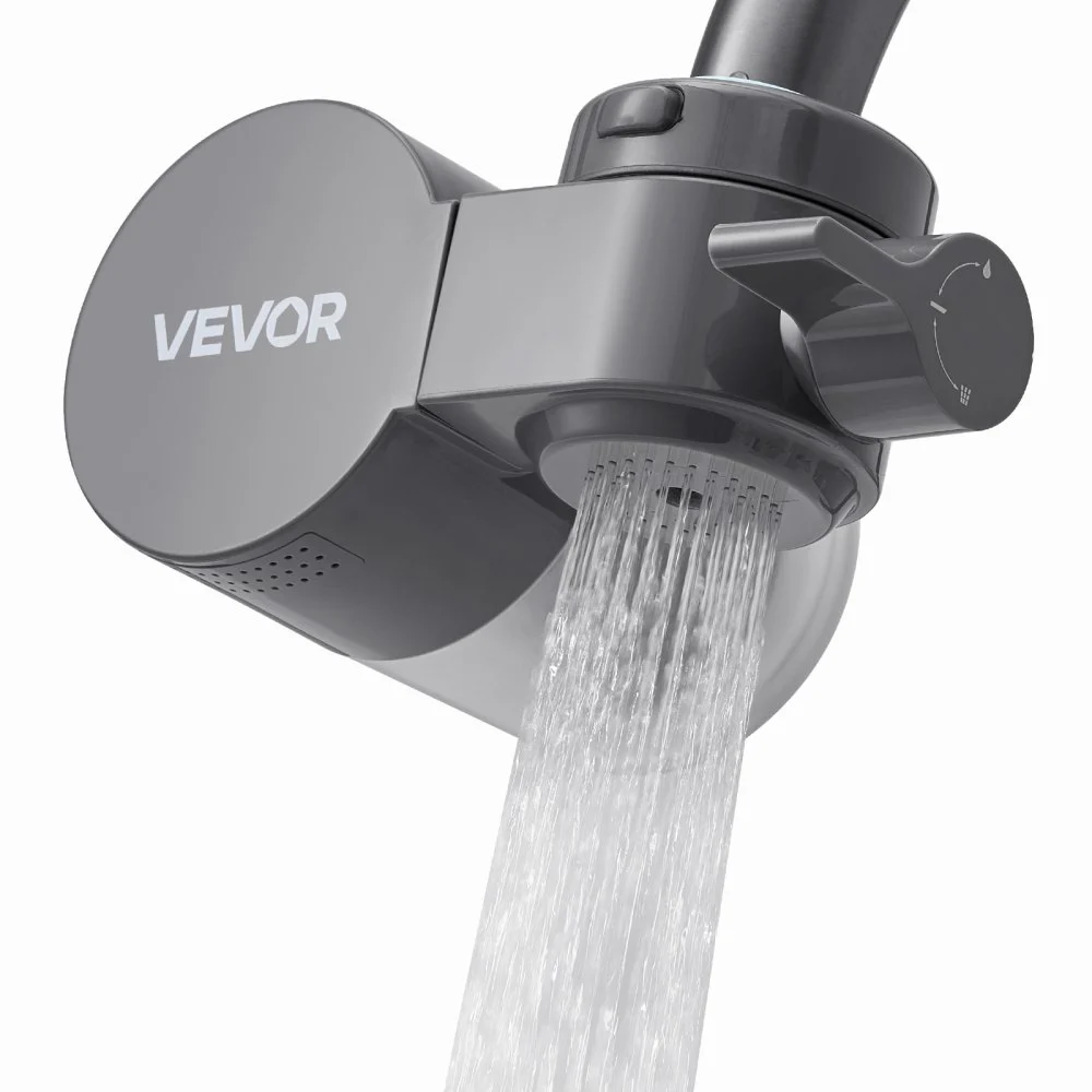VEVOR Faucet Mount Water Filter, Horizontal Water Purifier for Sink Tap, Carbon Fiber Filters, Removes Chlorine Lead with 1 Filter, Fits Most Kitchen or Bathroom Faucets, Gray