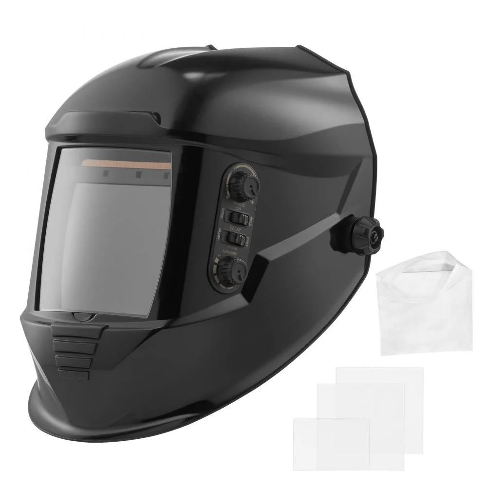 VEVOR Welding Helmet Auto Darkening, 3.94" x 3.74" True Color Welding Hood, 1/1/1/1 Solar-Powered Welder Mask 4 Arc Sensors, Wide Shade 4/5-9/9-13 for TIG MIG ARC Weld Grinding Cutting - METIS Series