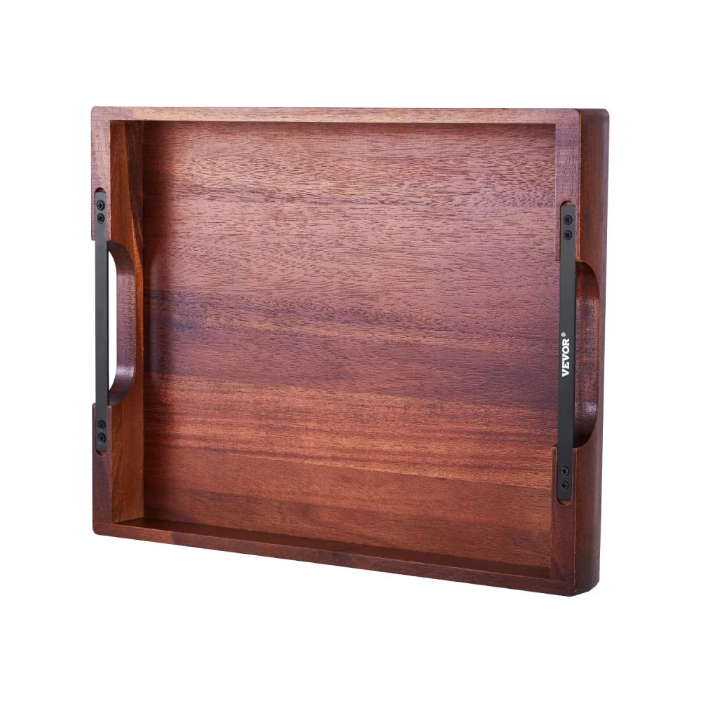 VEVOR Wood Serving Tray, Acacia Wooden Tray Board with Handles, Decorative Rustic Serving Trays Platter, Ideal for Breakfast in Bed, Lunch, Kitchen, Living Room, Ottoman, Coffee Table, Party, Couch