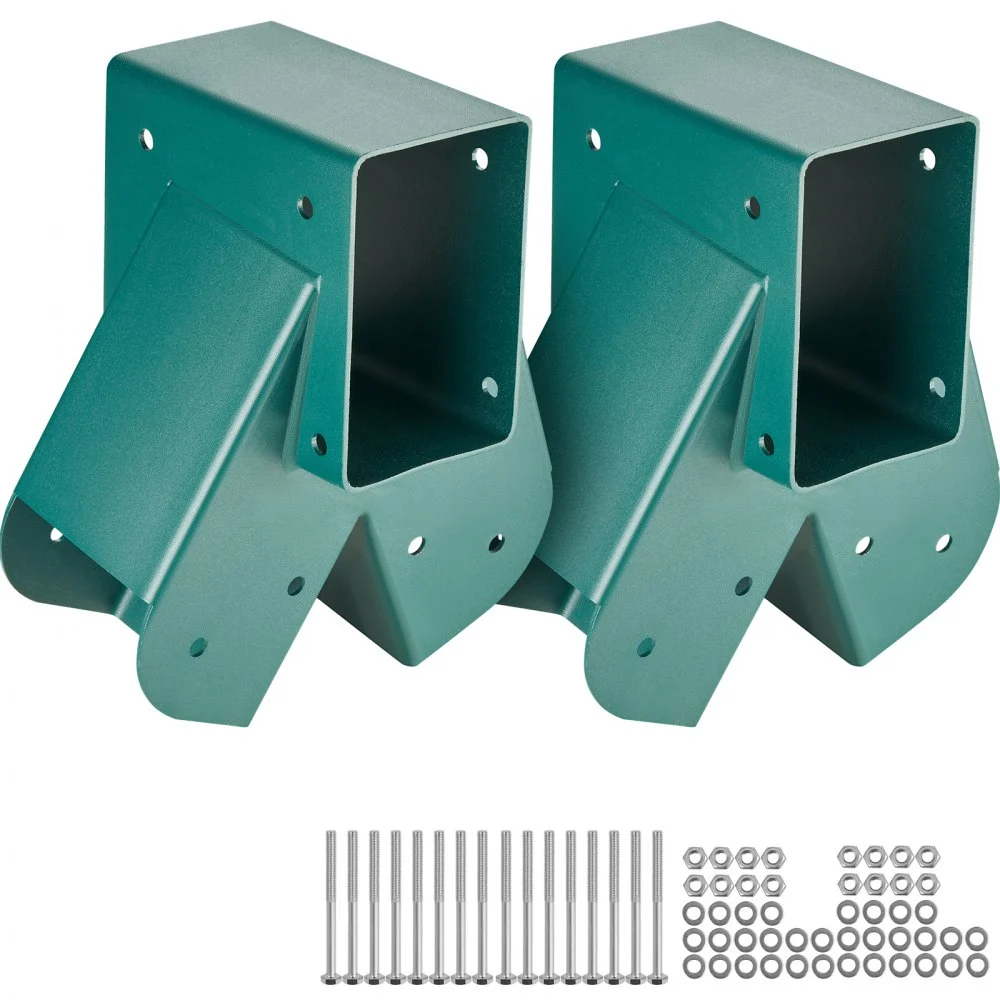 VEVOR A-Frame Middle Swing Set Brackets, Heavy Duty Carbon Steel Swing with Mounting Hardware, DIY Swing Bracket Swing Kit for 4x4 (actual 3.7" x 3.7") Legs & 4x6 (3.7" x 5.7")Beam, Green (2 Pcs)