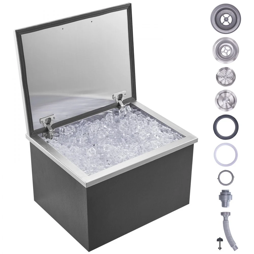 Summer Sale
VEVOR Drop in Ice Chest, 20"L x 16"W x 13"H Stainless Steel Ice Cooler, Commercial Ice Bin with Hinged Cover, 40 qt Outdoor Kitchen Ice Bar, Drain-pipe and Drain Plug Included, for Cold Wine Beer