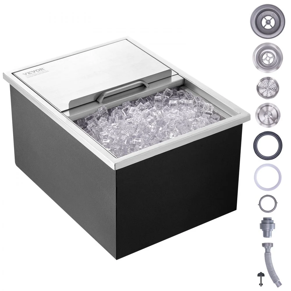 Summer Sale
VEVOR Drop in Ice Chest, 24"L x 18"W x 13"H Stainless Steel Ice Cooler, Commercial Ice Bin with Sliding Cover, 40.9 qt Outdoor Kitchen Ice Bar, Drain-pipe and Drain Plug Included, for Cold Wine Beer