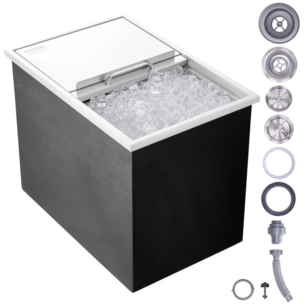 Summer Sale
VEVOR Drop in Ice Chest, 27"L x 18"W x 21"H Stainless Steel Ice Cooler, Commercial Ice Bin with Sliding Cover, 40.9 qt Outdoor Kitchen Ice Bar, Drain-pipe and Drain Plug Included, for Cold Wine Beer