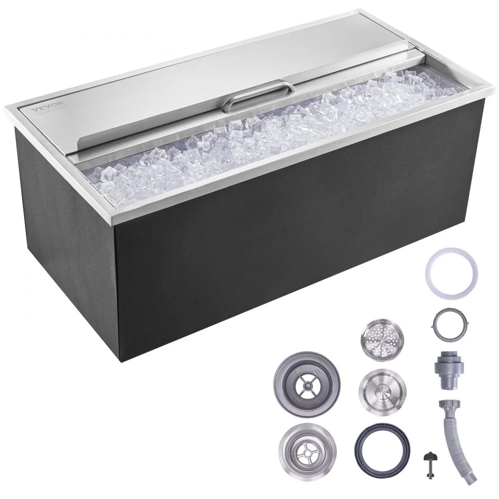 Summer Sale
VEVOR Drop in Ice Chest, 36"L x 18"W x 14"H Stainless Steel Ice Cooler, Commercial Ice Bin with Sliding Cover, 40.9 qt Outdoor Kitchen Ice Bar, Drain-pipe and Drain Plug Included, for Cold Wine Beer