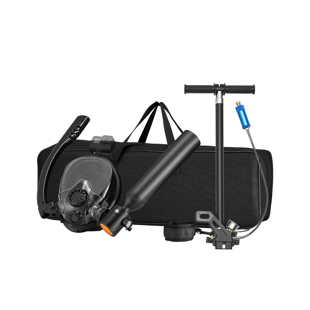 VEVOR Scuba Tank, 0.5L Portable Diving Tank, Diving Oxygen Cylinder Support 5-10 Minutes Underwater Breathing, 32.81 ft Diving Depth, Refillable Snorkel Air Tank with Pump for Underwater Exploration
