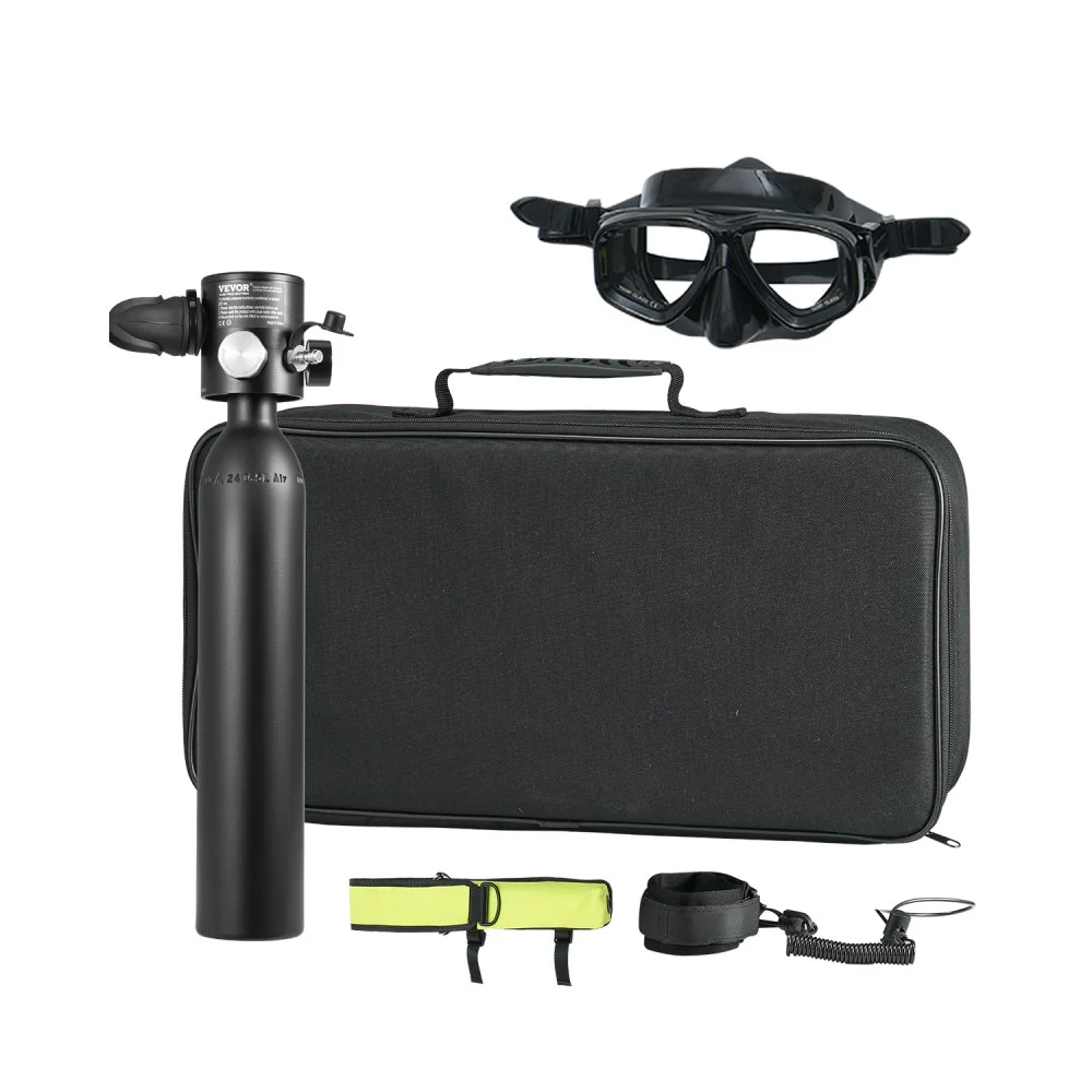 VEVOR Scuba Tank, 0.5L Portable Diving Tank with Pump, Diving Oxygen Cylinder Supports 5-10 Minutes Underwater Breathing, 98.43 ft Diving Depth, Refillable Snorkel Air Tank for Underwater Exploration