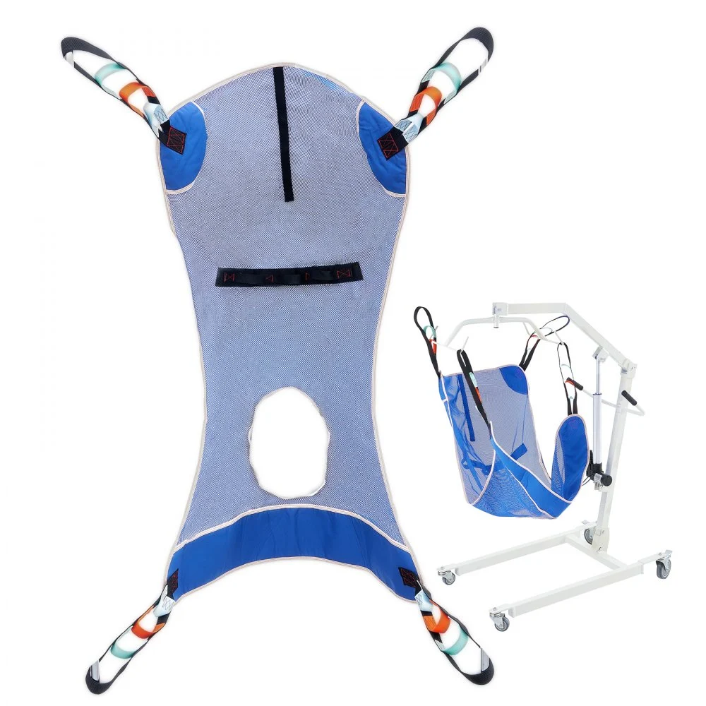 VEVOR Full Body Patient Lift Sling & Commode Opening, Patient Lift Medical Sling for Safe Bathing, Toileting, Polyester Patient Aid Commode Sling for Elderly Disabled Bedridden, 600LBS (Medium Size)