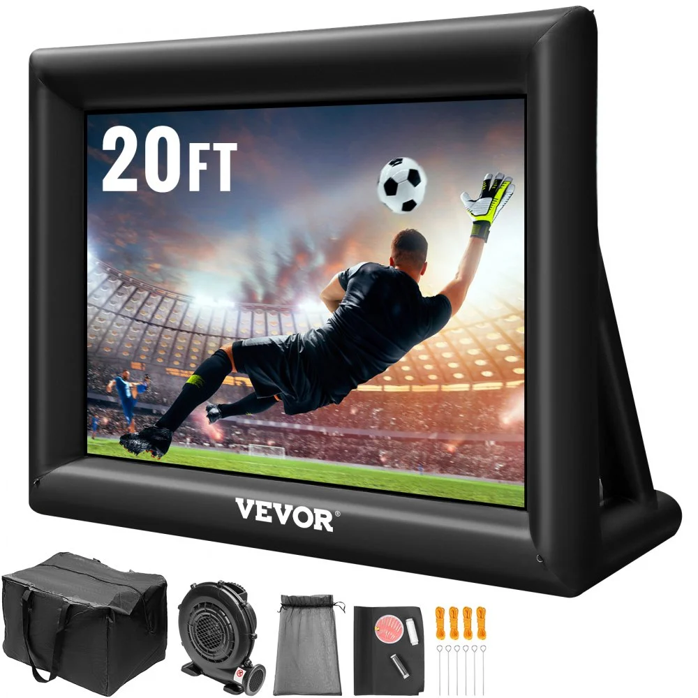 VEVOR Inflatable Movie Screen 20FT Inflatable Projector Screen for outside with 350W Air Blower Inflatable Screen Oxford Fabric Material Blow Up Screen for Outdoor Movie Supports Front/Rear Projection