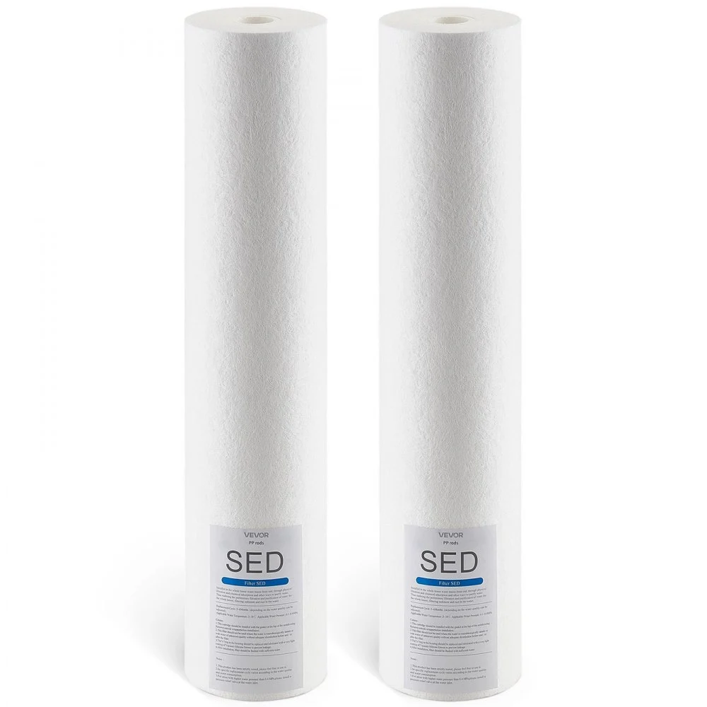 VEVOR Whole House Water Filter Replacement Cartridge, 4.5" x 20" Polypropylene Sediment Filter for 3-Stage Whole Home Water Filtration System, Reduce Sand, Rust, Chlorine, Bad Taste, Odor