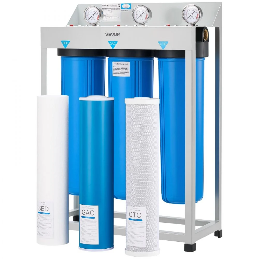 Summer Sale

        
               VEVOR  Whole House Water Filter System, 3-Stage | Sediment, GAC, CTO | 4.5" x 20" Home Water Purifier Filter Reduce Chlorine, Chemicals, VOCs, Bad Taste, Odor, Rust