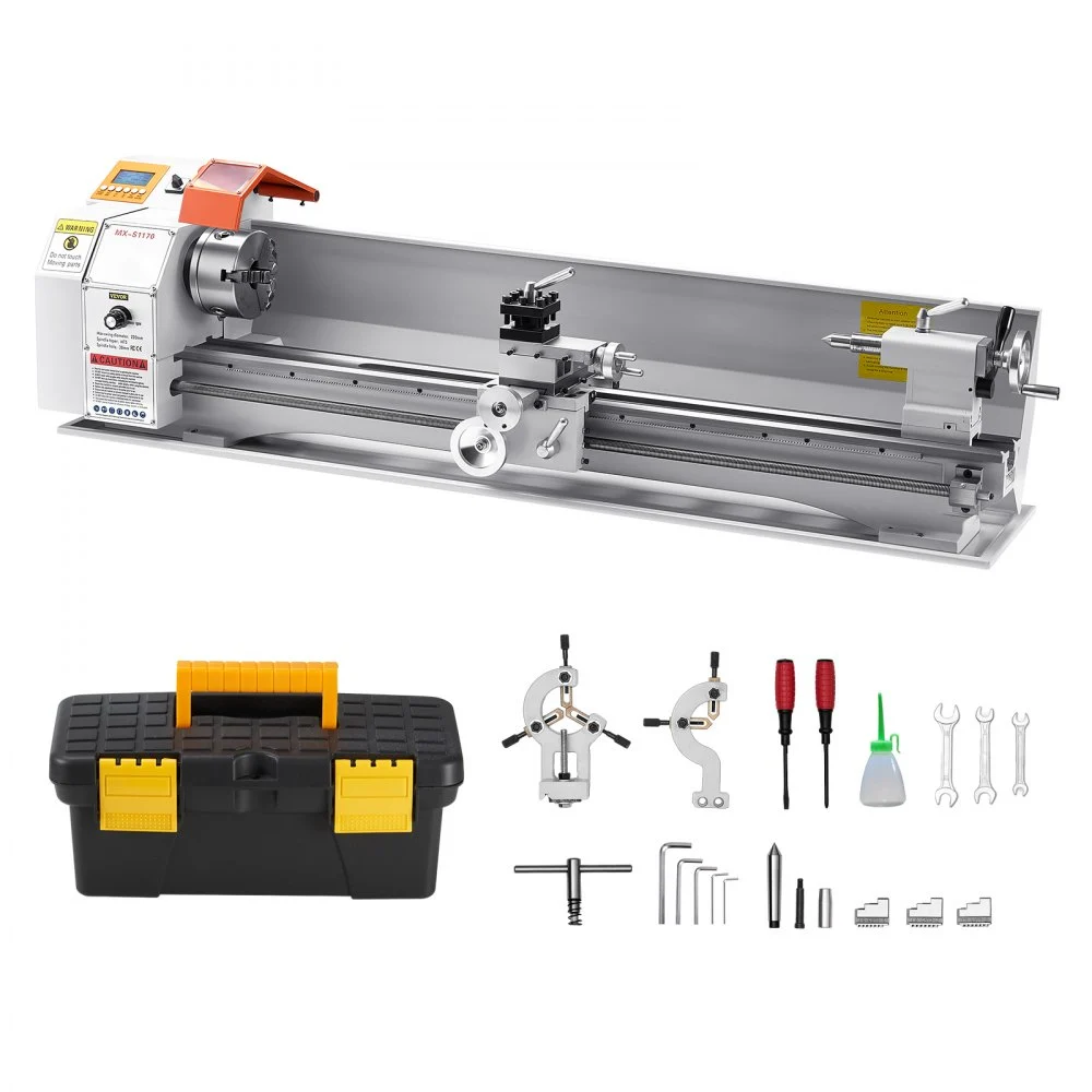 VEVOR Metal Lathe Machine, 8.7 x 39 in, Precision Bench Power Metal Lathe, Automatic Feed, 0-2500 RPM Variable Speed, 1250W Brushless Motor, for Processing Precision Parts Soft Metals Wood Plastics