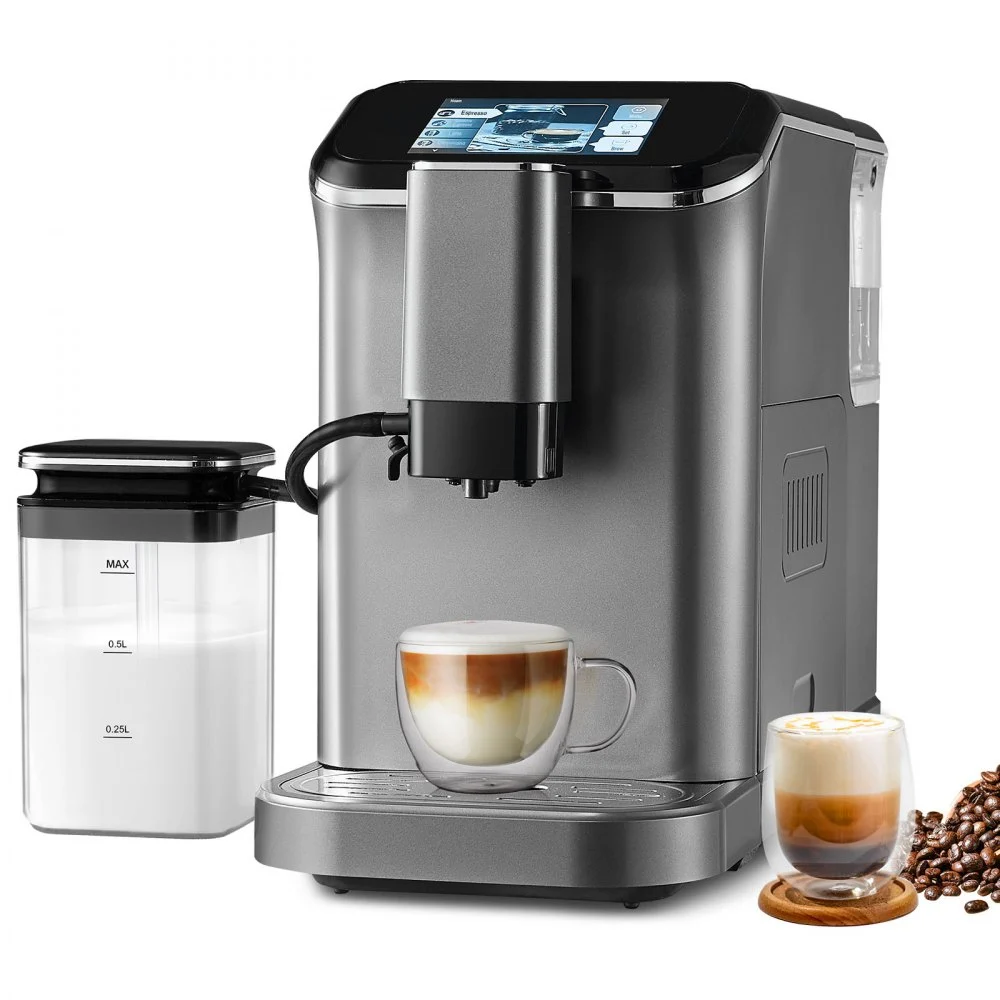Summer Sale

        
               VEVOR Fully Automatic Espresso Machine - with Automatic Milk Frother, 20 Bar Super-Automatic Cappuccino Latte Machine with TFT Touch Screen, Grinder, 15 Grinding Levels, and Removable Milk Reservoir