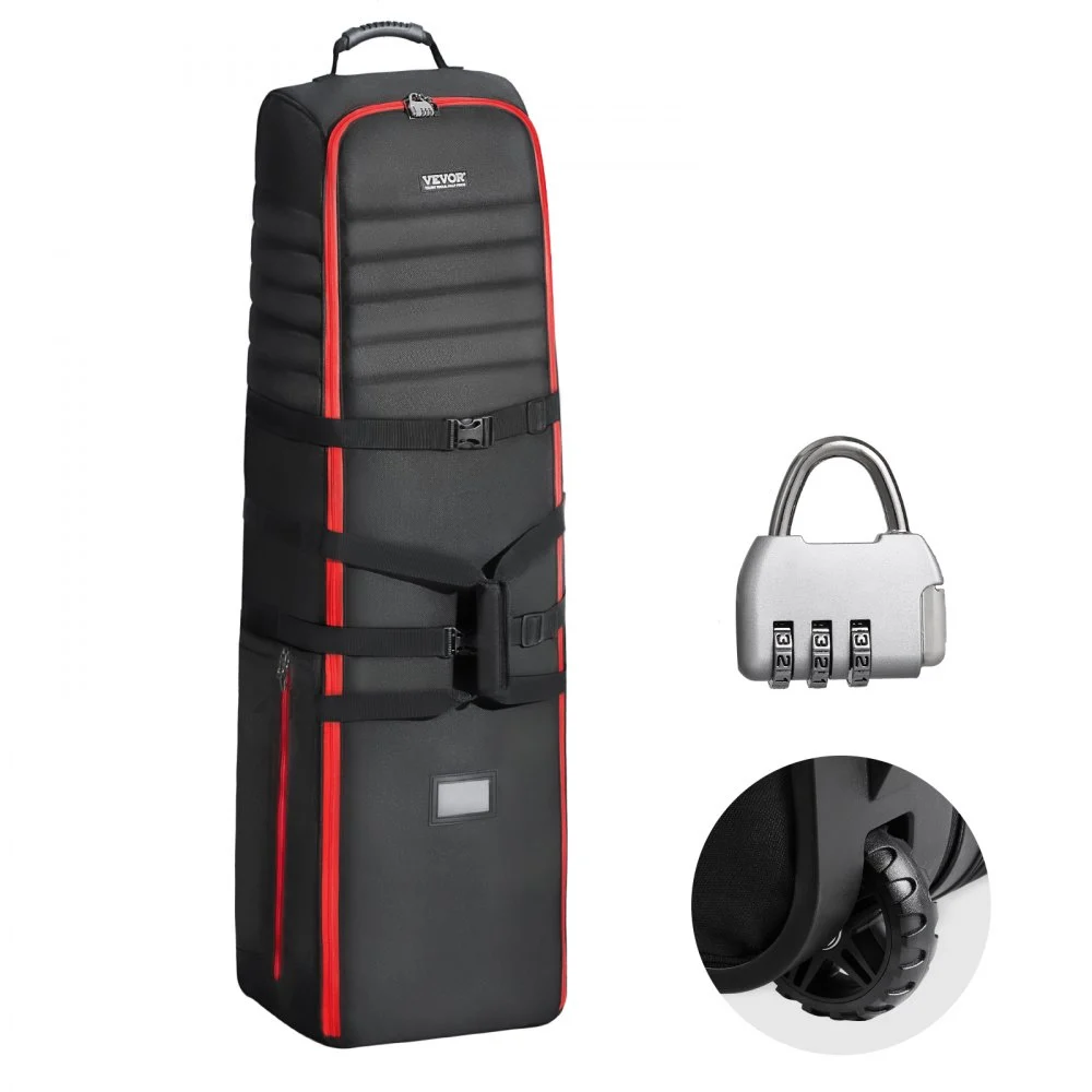 VEVOR Golf Travel Bag, Outdoors Soft-Sided Golf Travel Cover Case, Heavy Duty 1000D Nylon Wear-Resistant, Padded Golf Luggage Case Cover with Wheels, Foldable Golf Club Storage Bag for Airlines